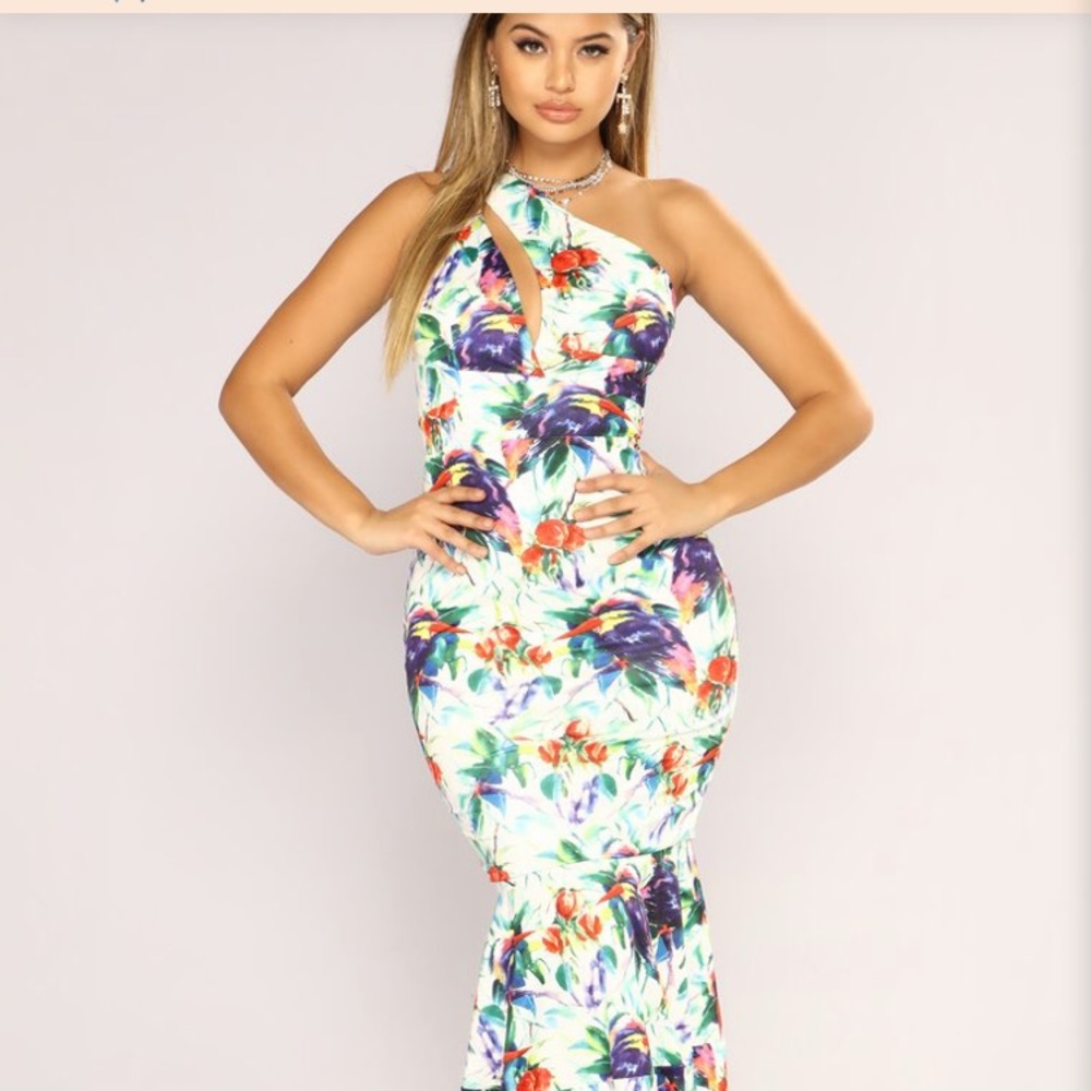 Fashion Nova Nectar Tropical Dress worn once